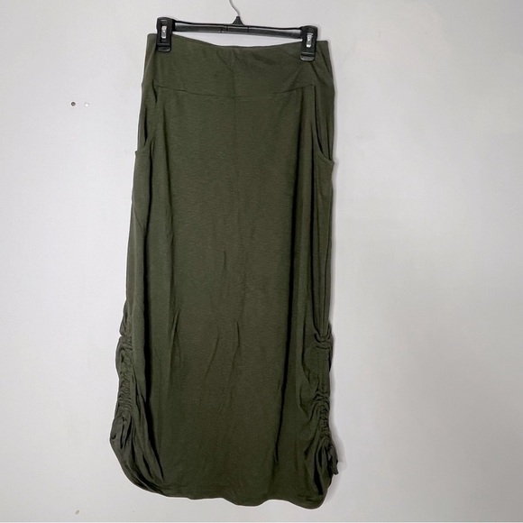 J. Jill Dresses & Skirts - pureJill J. Jill Size XS PJ Easy Knit Side Tie Skirt Ruched Midi Green